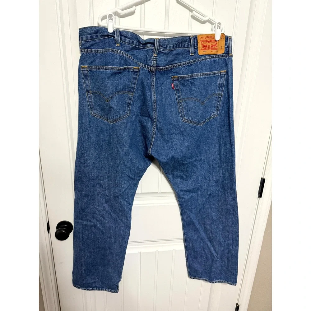 Levi's 501 Original Fit Jeans Mens 42x30 Blue Straight Leg Button Fly Denim